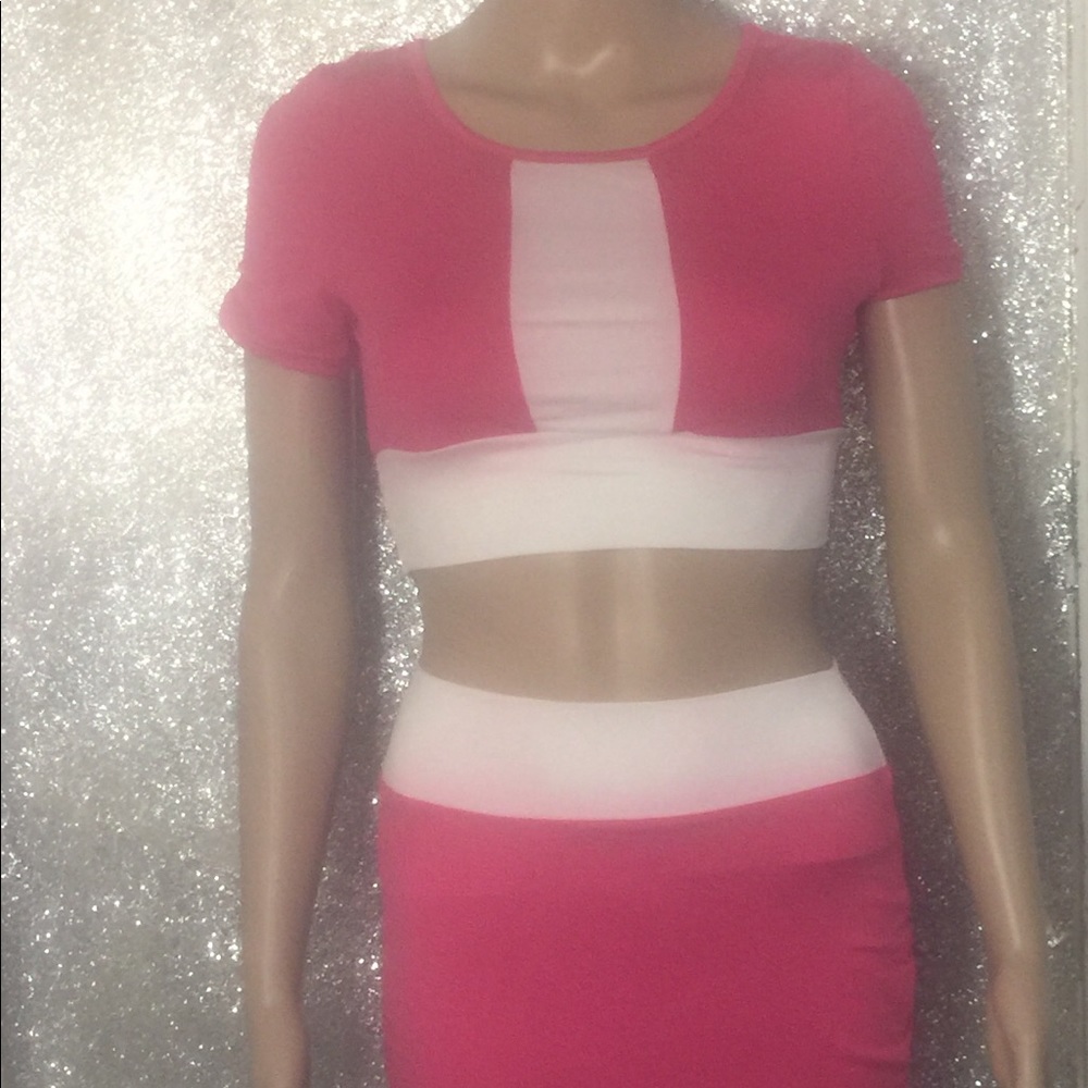 Pink & white two piece skirt